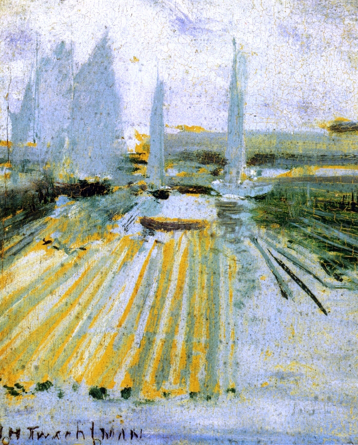 John Twachtman Fog and Small Sailboats - Canvas Print