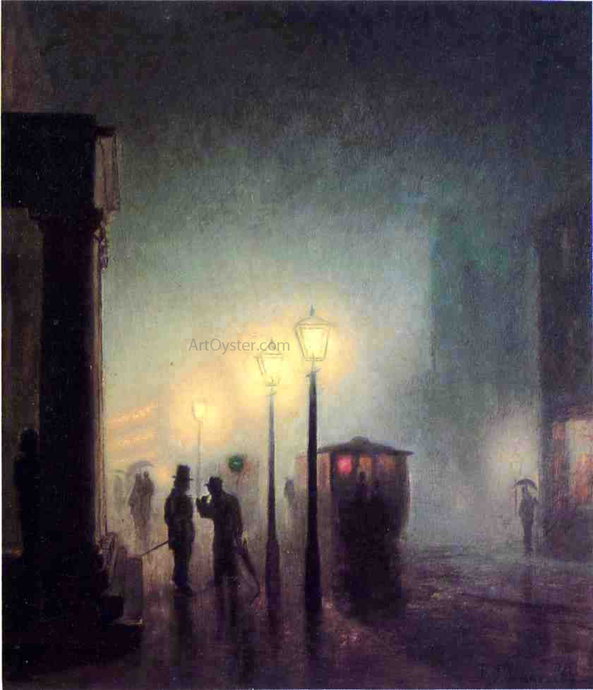 Frederick Dickinson Williams Foggy Evening in Boston - Canvas Print