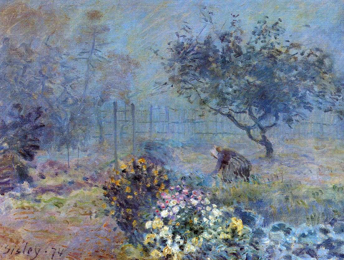 Alfred Sisley Foggy Morning, Voisins - Canvas Print