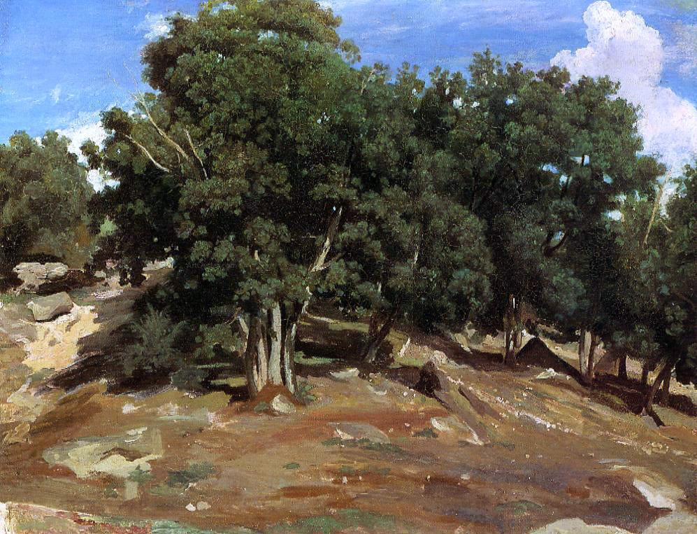 Jean-Baptiste-Camille Corot Fontainebleau - Black Oaks of Bas-Breau - Canvas Print