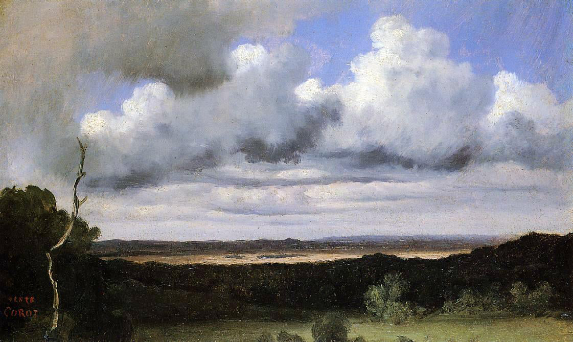 Jean-Baptiste-Camille Corot Fontainebleau, Storm over the Plains - Canvas Print