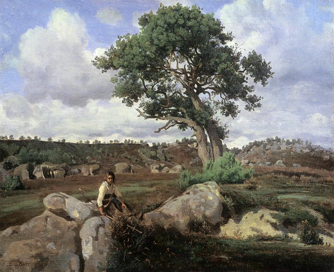 Jean-Baptiste-Camille Corot Fontainebleau, 'The Raging One' - Canvas Print
