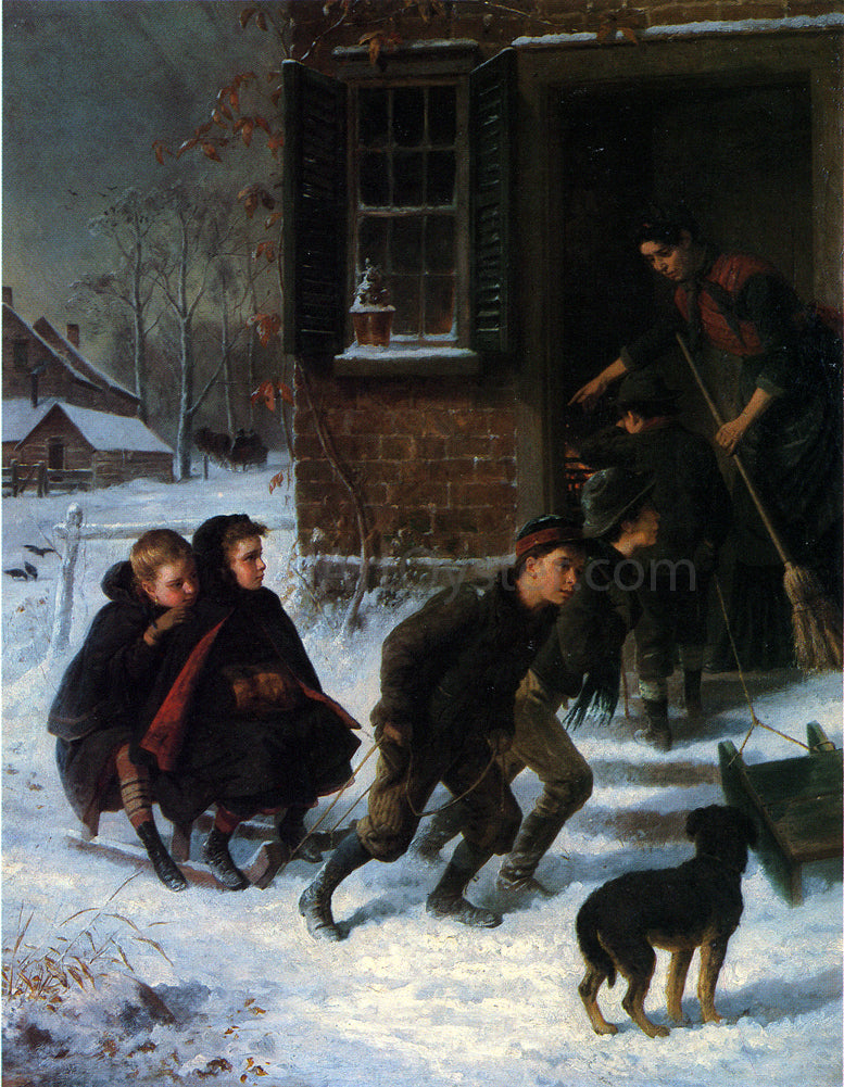 William Hahn Forbidden to Go Sleigh Riding - Canvas Print