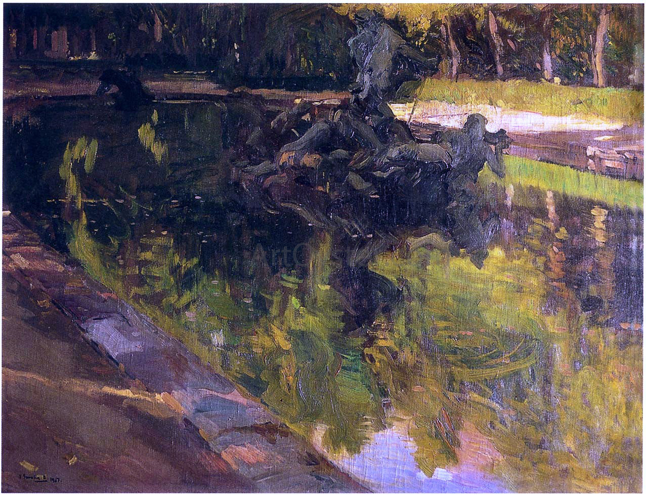 Joaquin Sorolla Y Bastida Fountain of Neptune, La Granja - Canvas Print