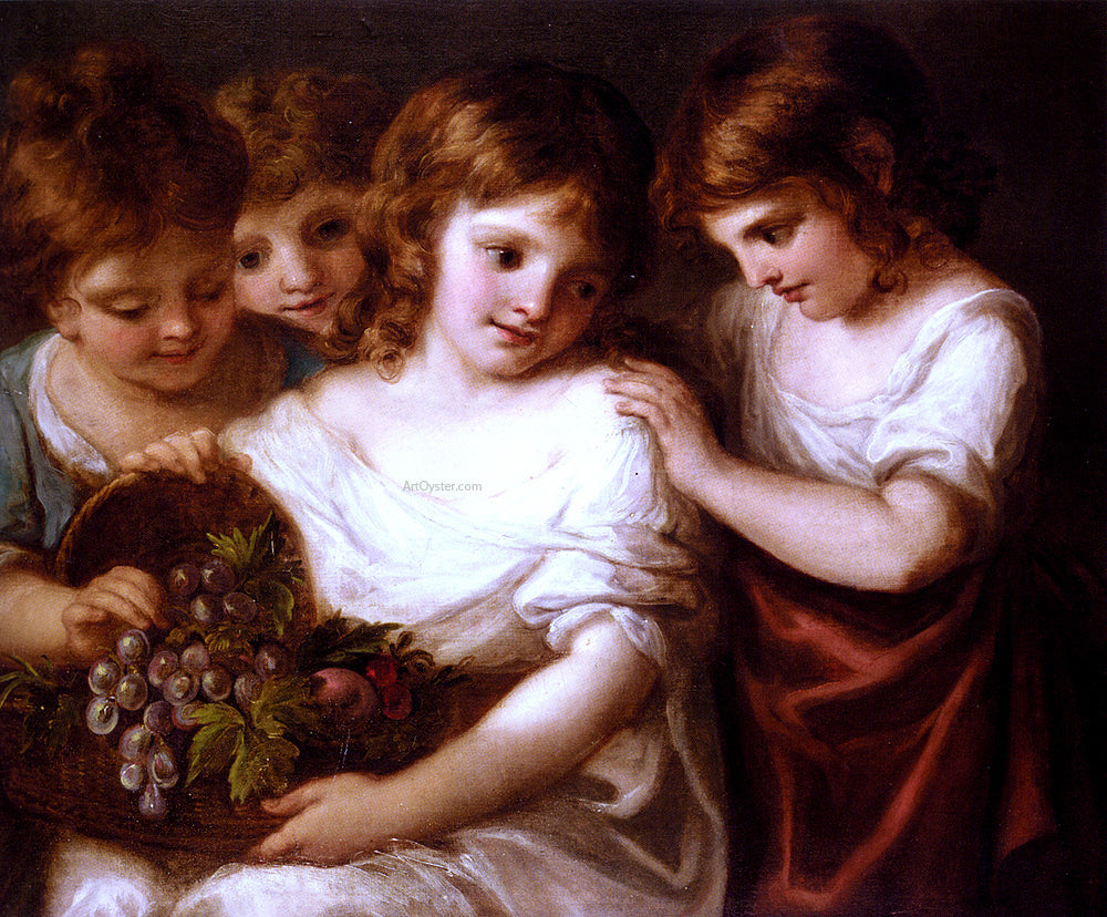Angelica Kauffmann Four Children With A Basket Of Fruit - Canvas Print