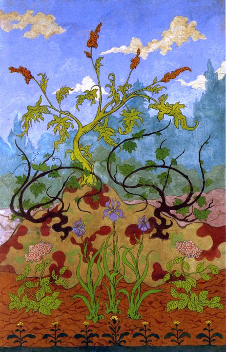 Paul Ranson Four Decorative Panels: Iris and Large Yellow and Mauve Flowers - Canvas Print