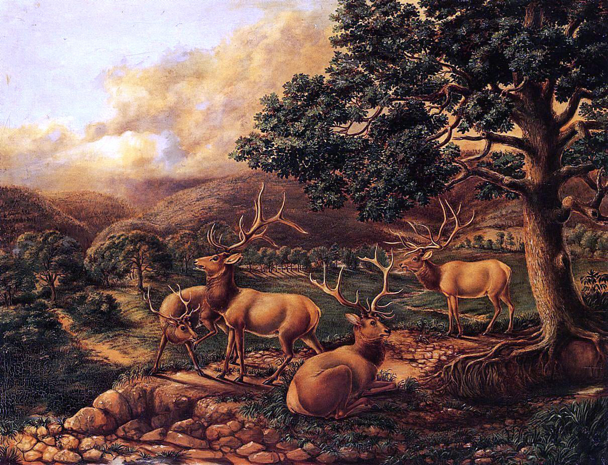 II Titian Ramsey Peale Four Elk - Canvas Print