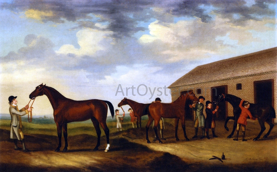 Francis Sartorius Four Racehorses Outside the Rubbing Down House, Newmarket - Canvas Print