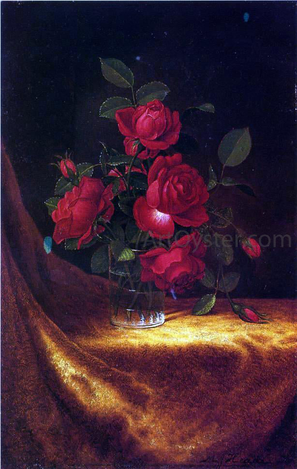 Martin Johnson Heade Four Roses in a Glass - Canvas Print