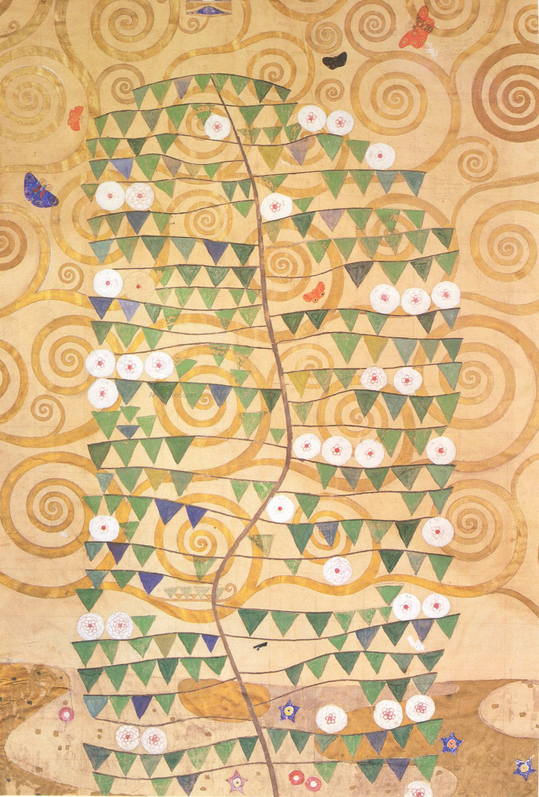 Gustav Klimt Frieze of the Villa Stoclet in Brussels Right Part of the Tree of Life - Canvas Print