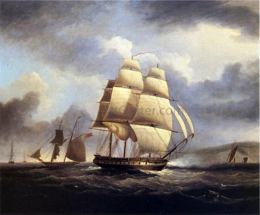 James E Buttersworth A Frigate on the Thames - Canvas Print