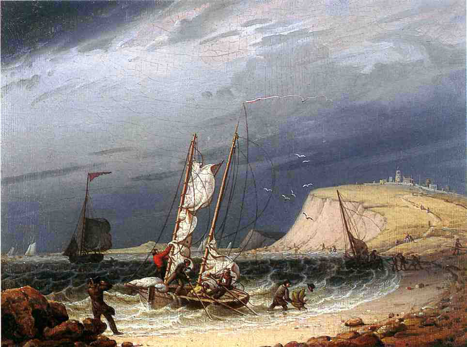 Robert Salmon Frolicking Party on a Sea Shore - Canvas Print