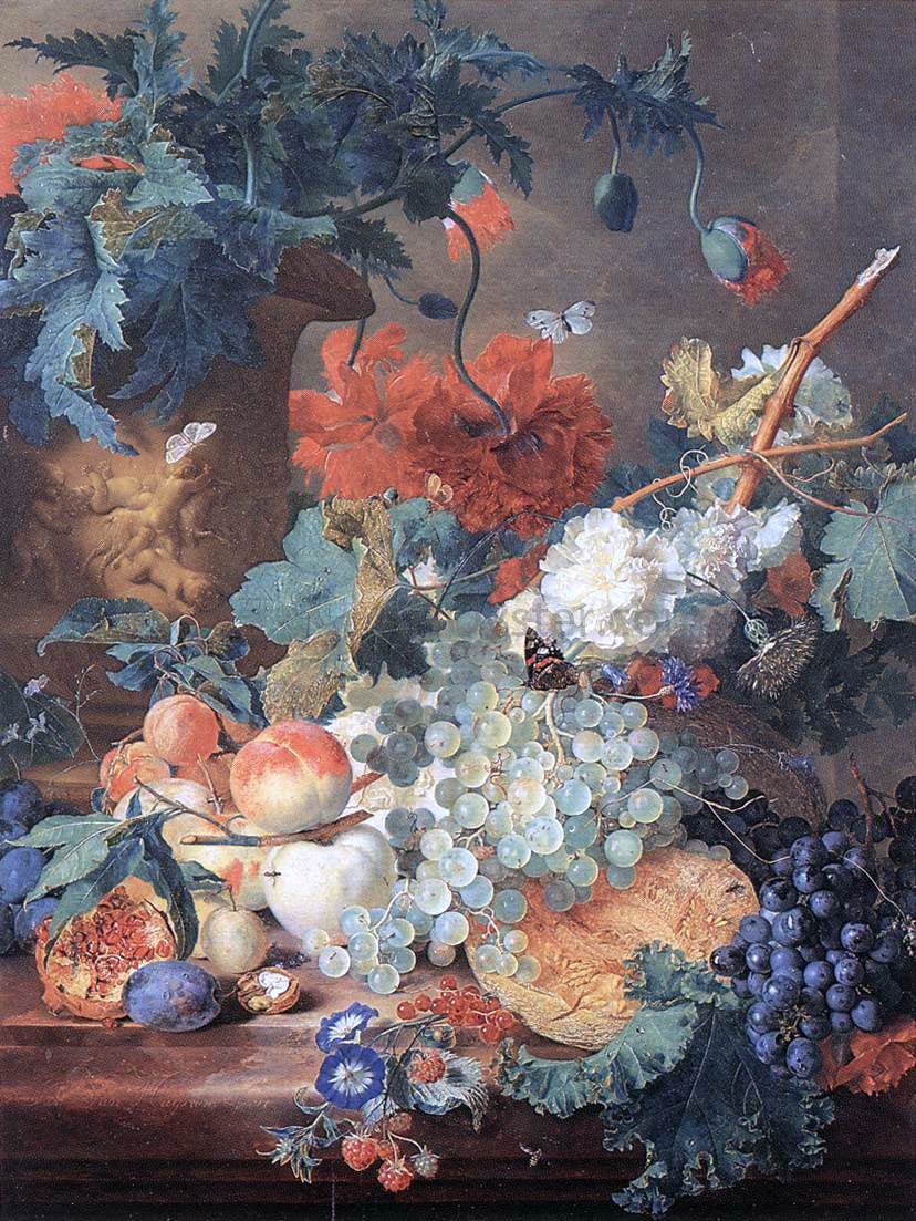 Jan Van Huysum Fruit and Flowers - Canvas Print