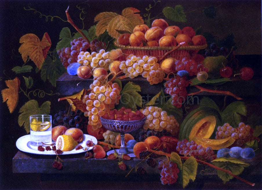 Severin Roesen Fruit and Lemon Water - Canvas Print
