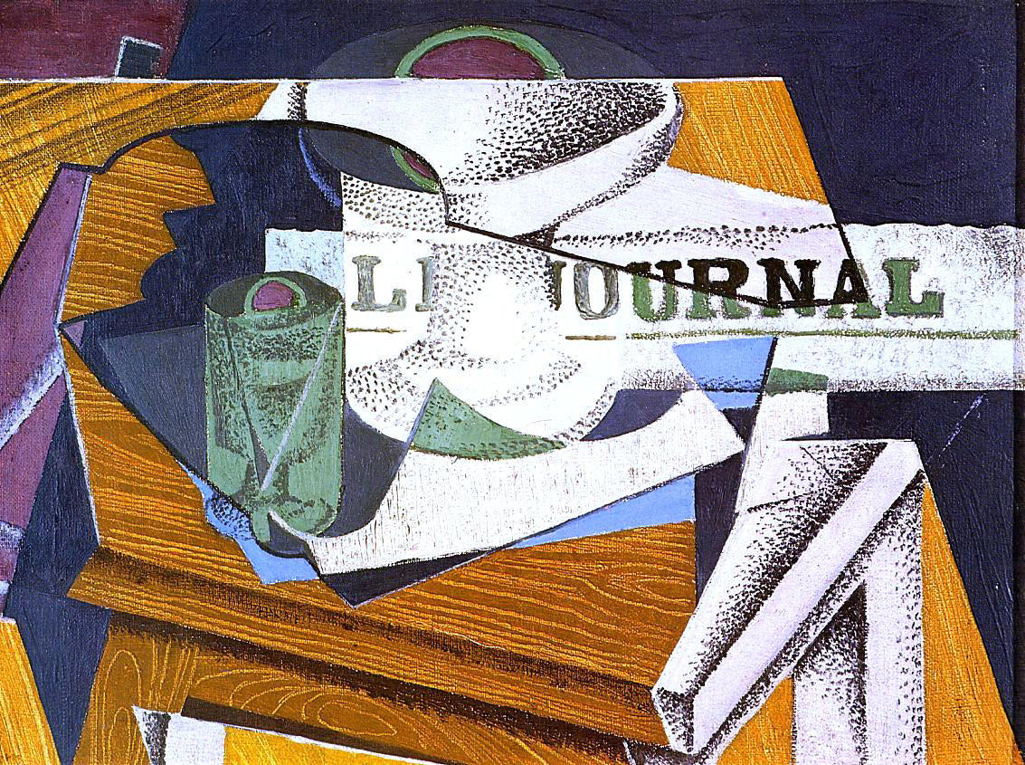 Juan Gris Fruit Bowl, Book and Newspaper - Canvas Print