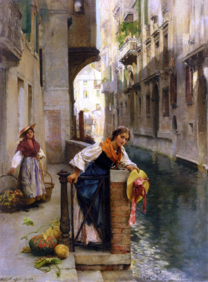 David Roberts Fruit Sellers from the Islands, Venice - Canvas Print