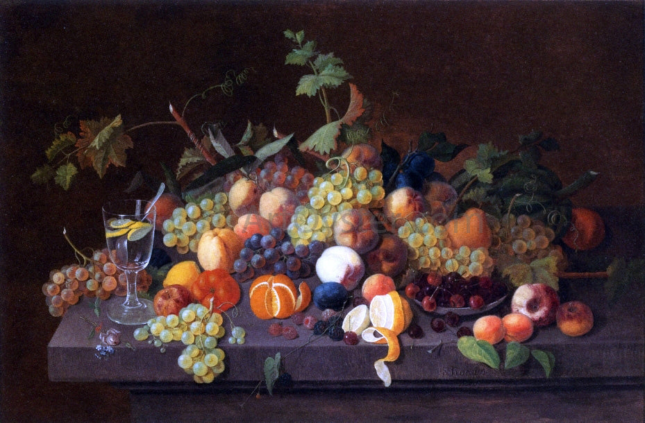 Severin Roesen Fruit Still Life with Glass of Lemonade - Canvas Print