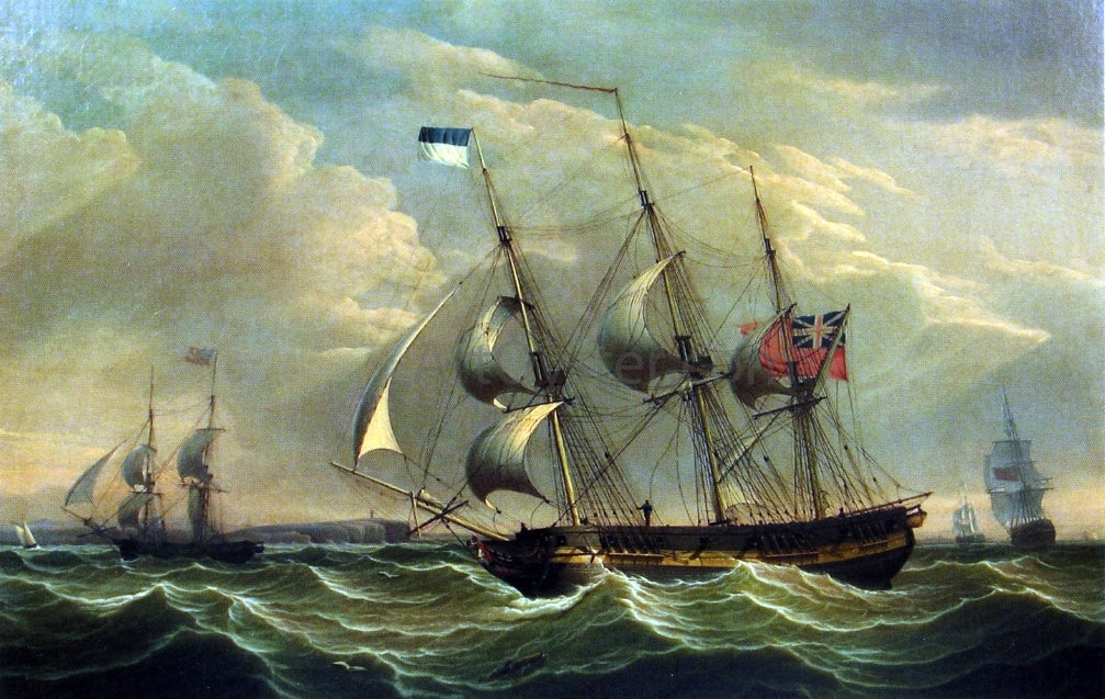 Robert Salmon Full Rigged Ships and a Brig off the Coast of England - Canvas Print