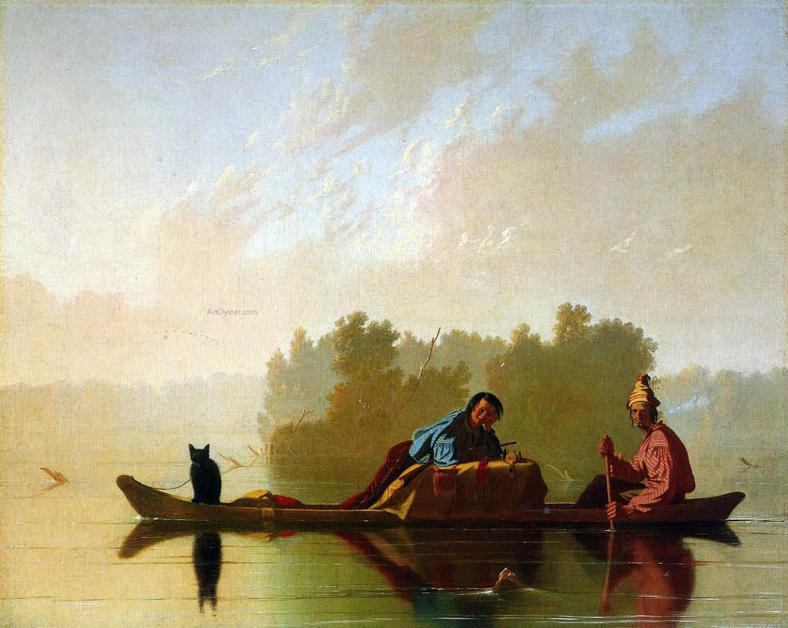 George Caleb Bingham Fur Traders Descending the Missouri - Canvas Print