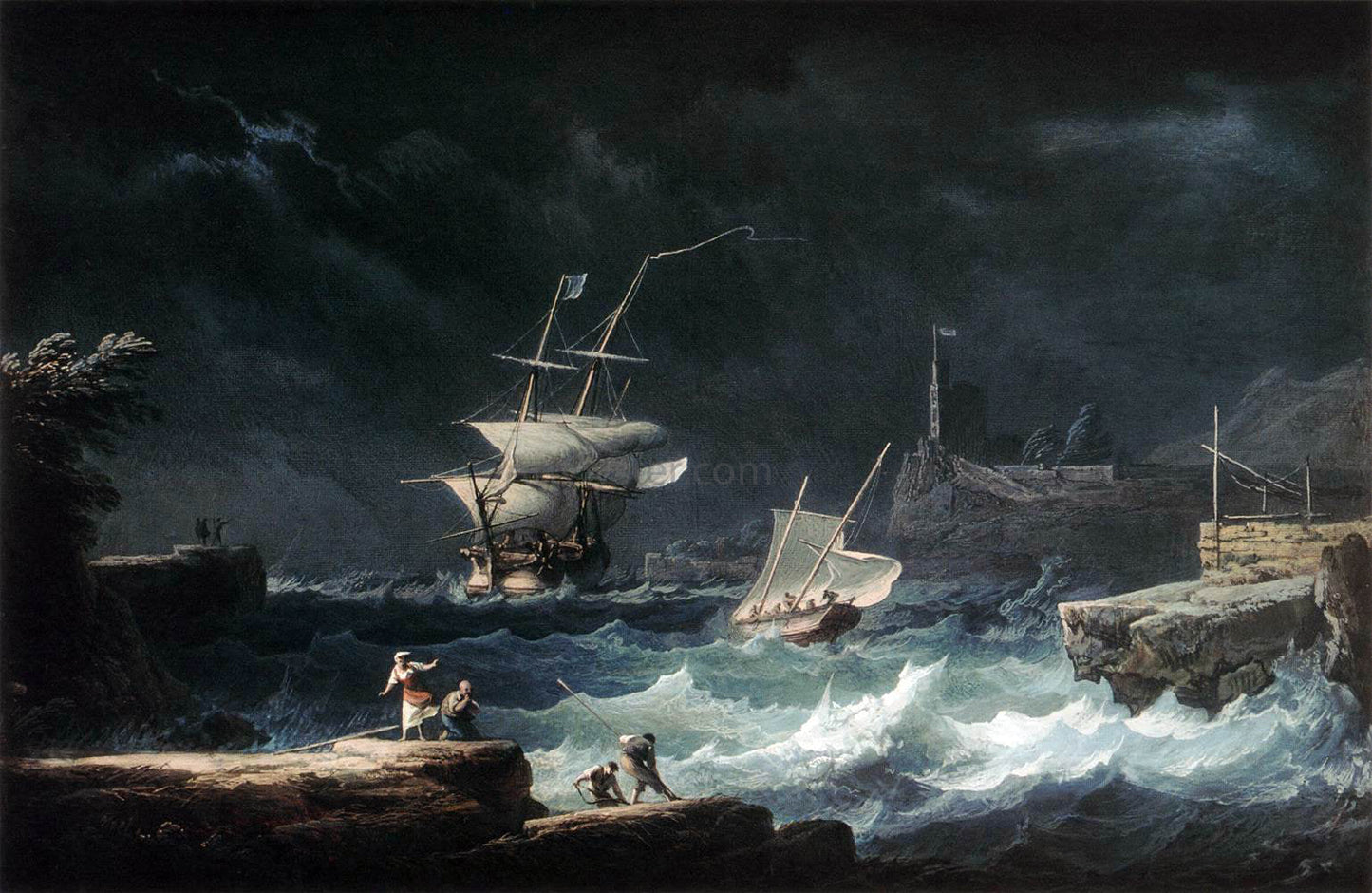 Alexandre-Jean Noel A Gale at Sea - Canvas Print