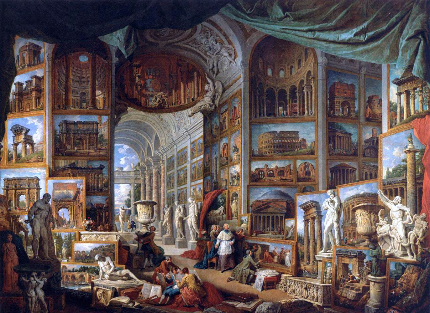 Giovanni Paolo Pannini Gallery of Views of Ancient Rome - Canvas Print