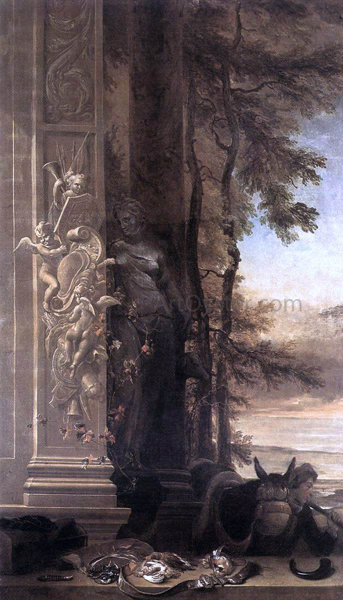 Jan Weenix Game Still-Life with Statue of Diana - Canvas Print