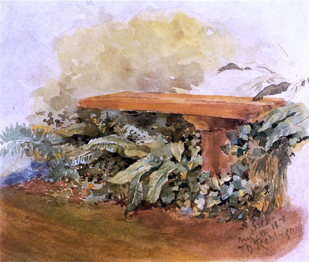 Theodore Robinson Garden Bench with Ferns - Canvas Print