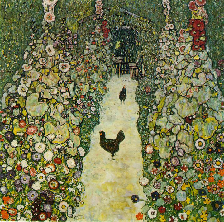 Gustav Klimt A Garden Path with Chickens - Canvas Print