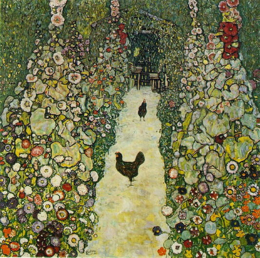Gustav Klimt A Garden Path with Chickens - Canvas Print