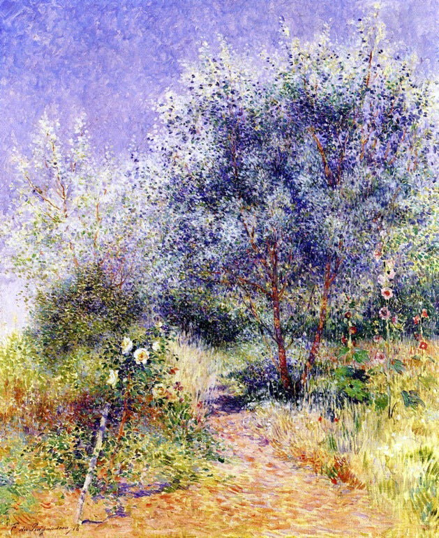 Ferdinand Du Puigaudeau Garden with White Rose Bush - Canvas Print