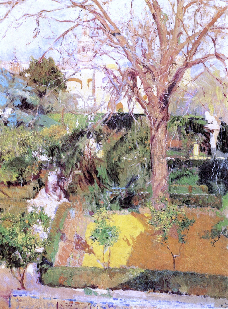 Joaquin Sorolla Y Bastida Gardens of the Alcazar of Seville in Wintertime - Canvas Print