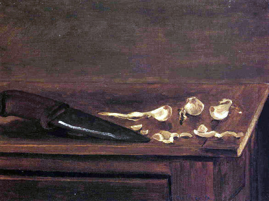 Gustave Caillebotte Garlic Cloves and Knife on the Corner of a Table - Canvas Print
