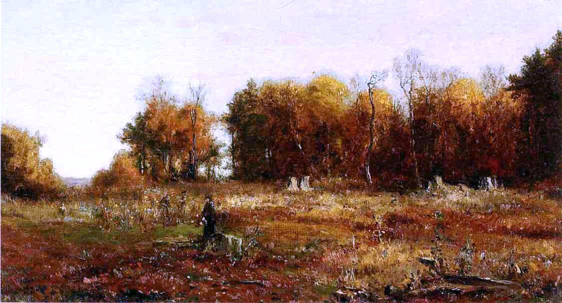 Jervis McEntee Gathering Autumn Leaves - Canvas Print
