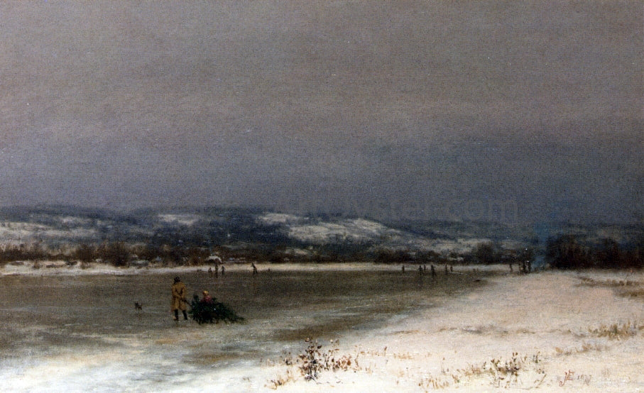 Jervis McEntee Gathering Christmas Finery at Roundout, New Jersey - Canvas Print