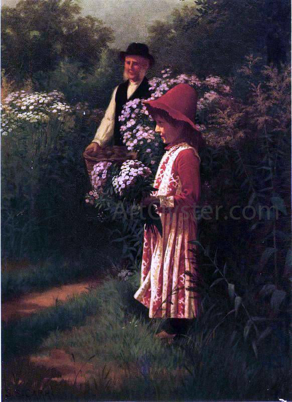 Samuel S Carr Gathering Flowers - Canvas Print
