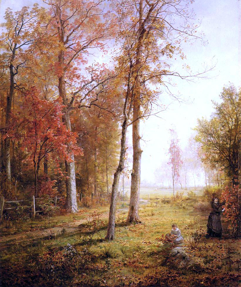 William Trost Richards Gathering Leaves - Canvas Print