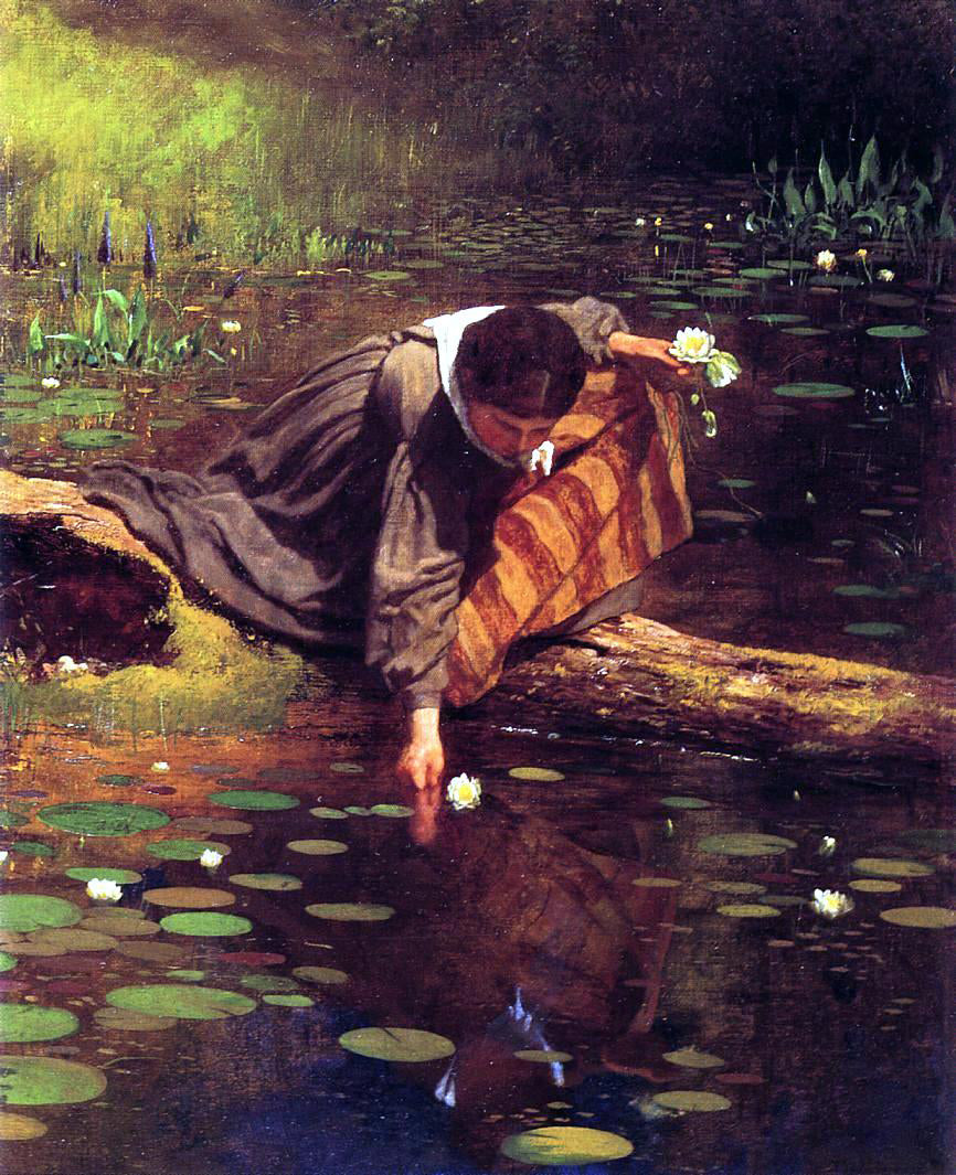 Eastman Johnson Gathering Lilies - Canvas Print