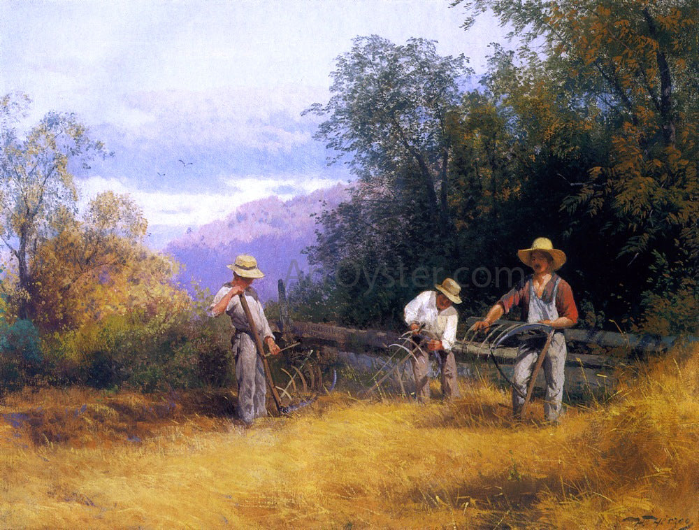 Herman Herzog Gathering the Rye - Canvas Print