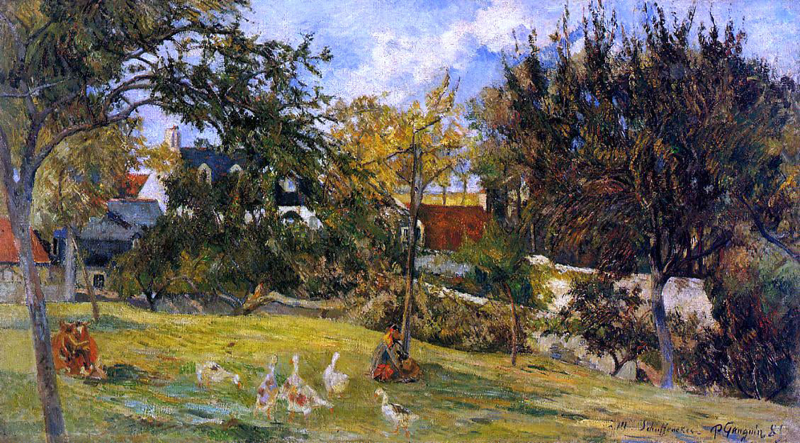 Paul Gauguin Geese in the Meadow - Canvas Print
