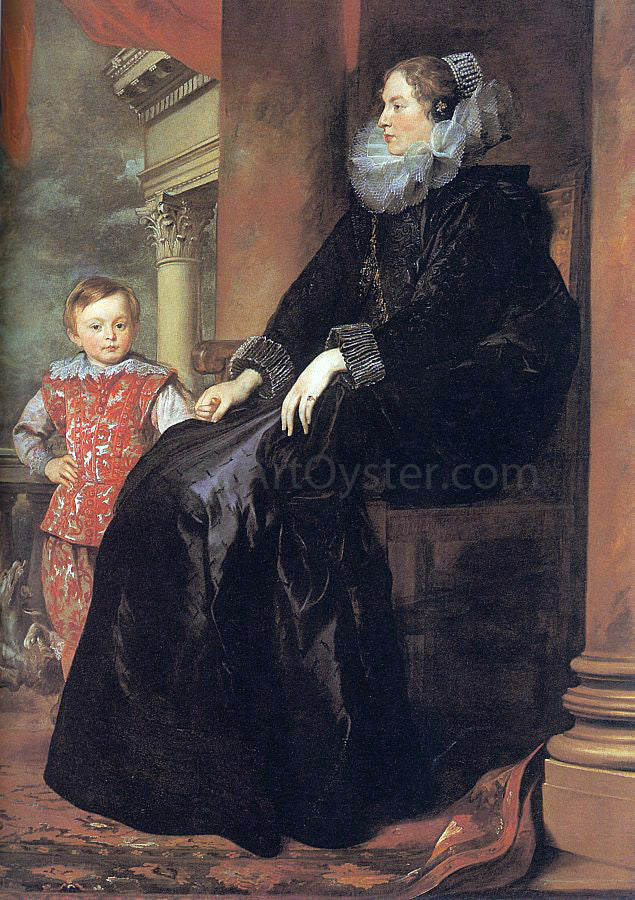 Sir Antony Van Dyck Genoese Noblewoman with her Son - Canvas Print
