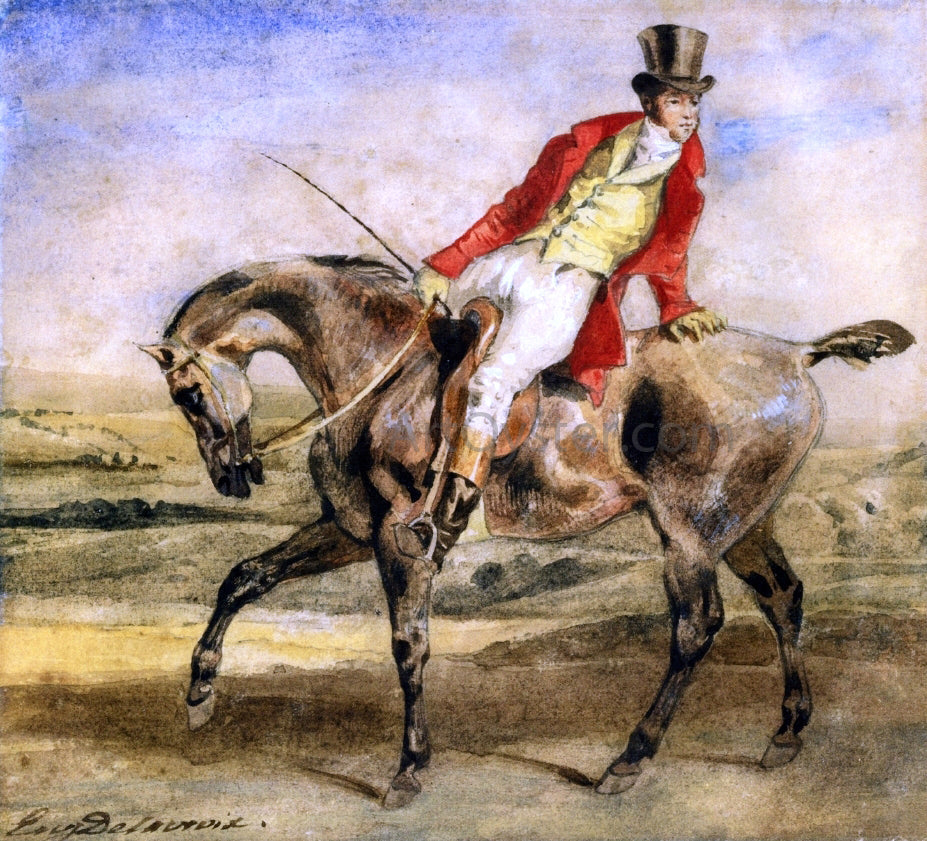 Eugene Delacroix Gentleman on a Dark Brown Hunter - Canvas Print