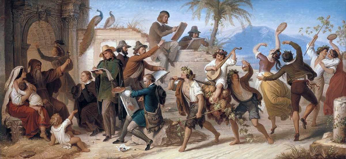 Wilhelm Von Kaulbach German Artists Make Their Sketches in Rome - Canvas Print