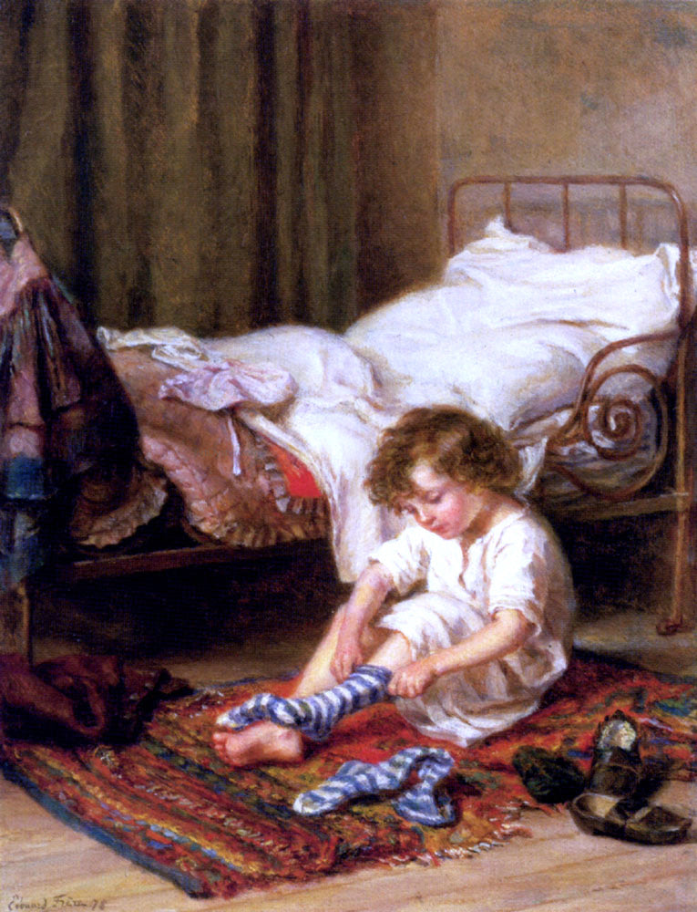 Edouard Frere Getting Up - Canvas Print