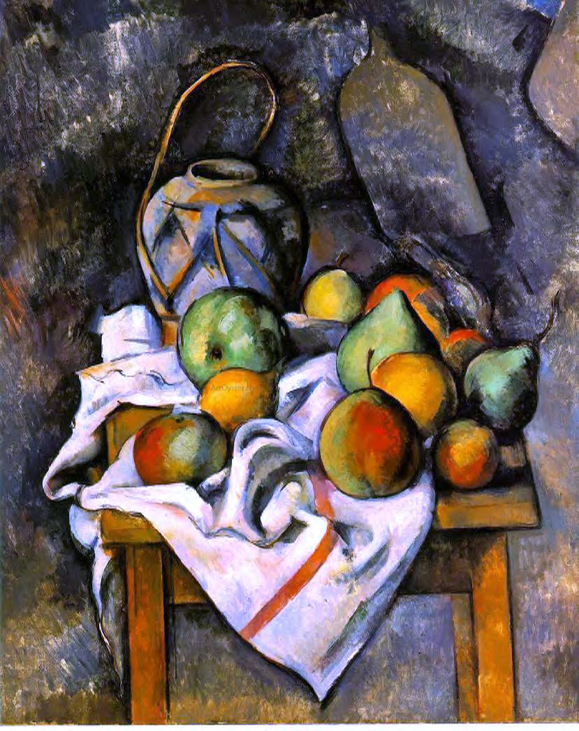 Paul Cezanne A Ginger Jar and Fruit - Canvas Print