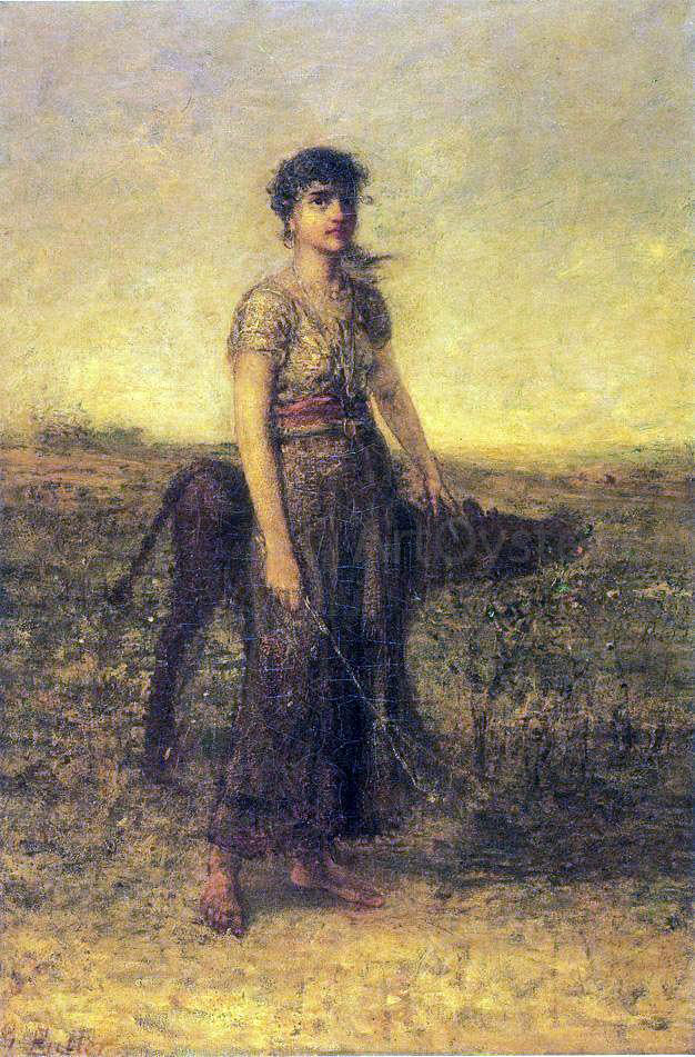 George Fuller Girl and Calf - Canvas Print