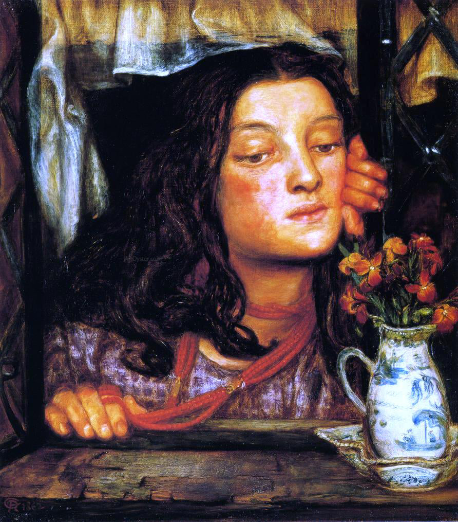 Dante Gabriel Rossetti Girl at Lattice - Canvas Print