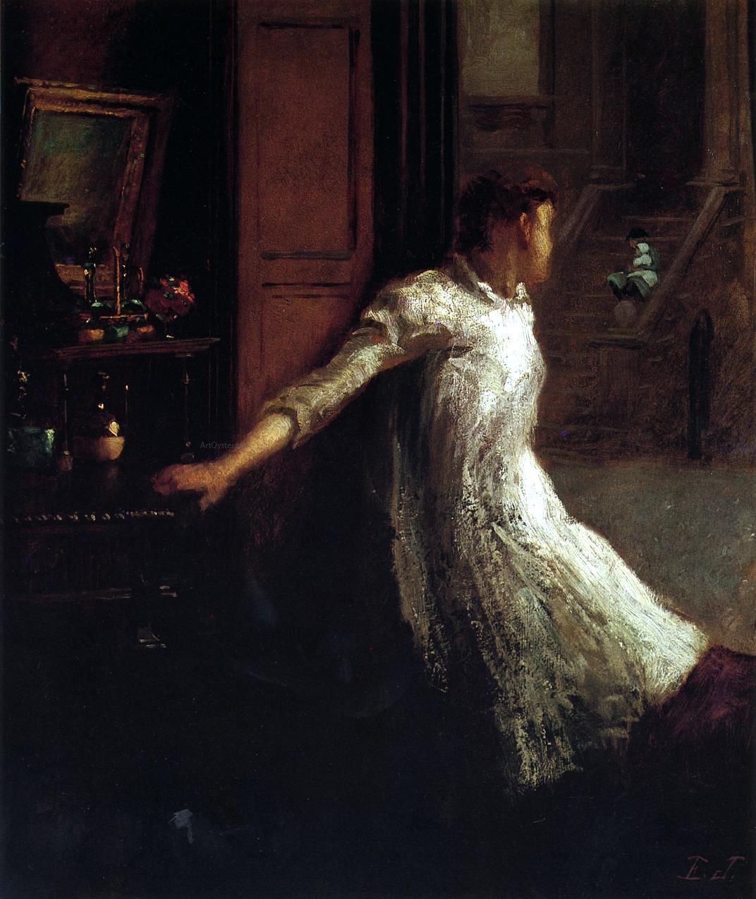 Eastman Johnson Girl at the Window - Canvas Print