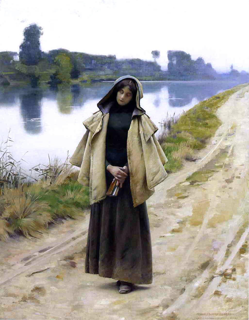 Charles Sprague Pearce Girl by a Path - Canvas Print