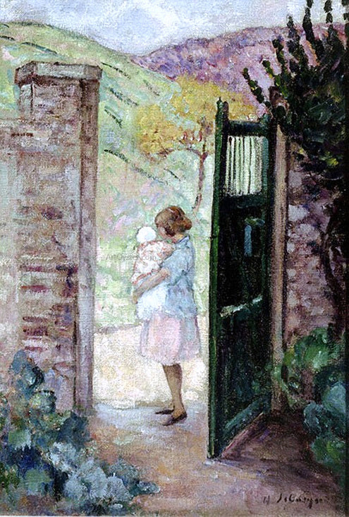 Henri Lebasque Girl by the Gate - Canvas Print