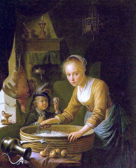 Gerrit Dou Girl Chopping Onions - Canvas Print
